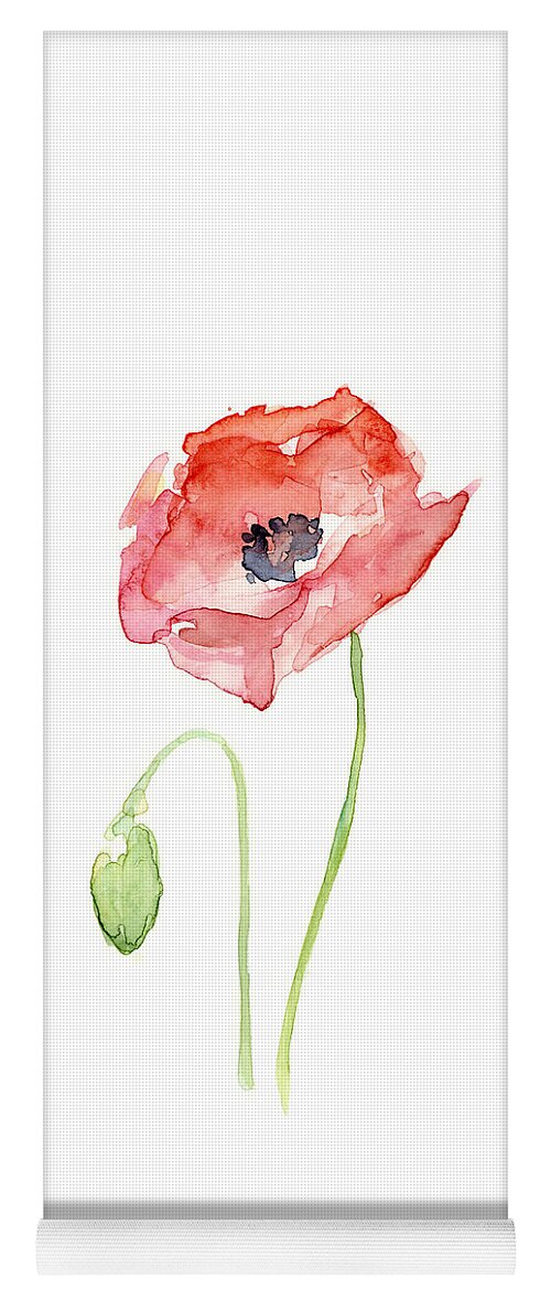 Poppy Yoga Mat featuring the painting Red Poppy by Olga Shvartsur
