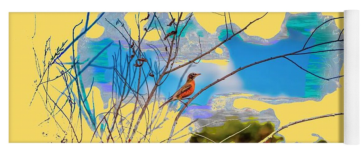 American Robin Yoga Mat featuring the photograph Red Red Robin 3 by John M Bailey