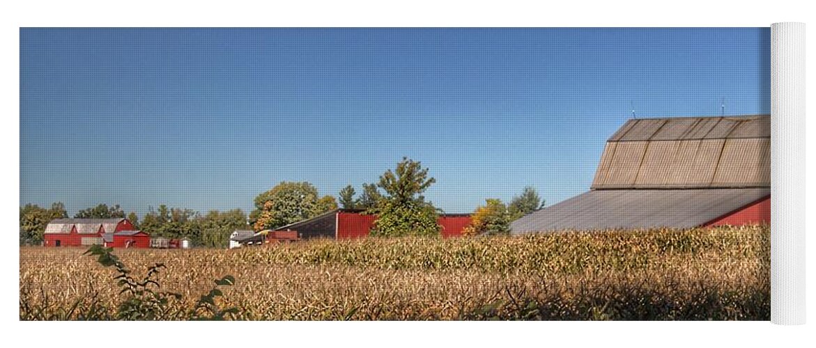 Barn Yoga Mat featuring the photograph 0042 - Red Saltbox Barn by Sheryl L Sutter