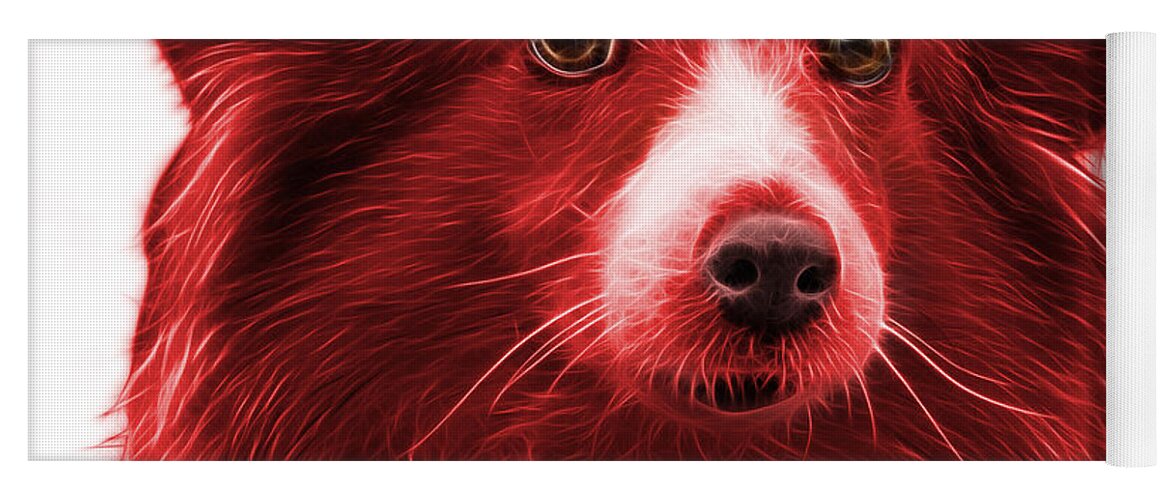 Sheltie Yoga Mat featuring the mixed media Red Shetland Sheepdog Dog Art 9973 - WB by James Ahn