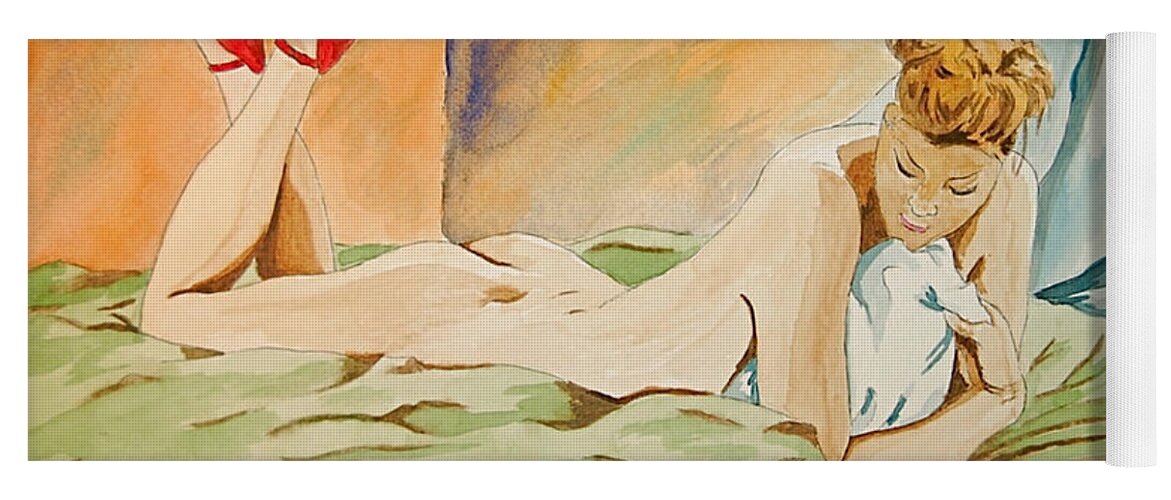Nude Yoga Mat featuring the painting Red Shoes by Herschel Fall