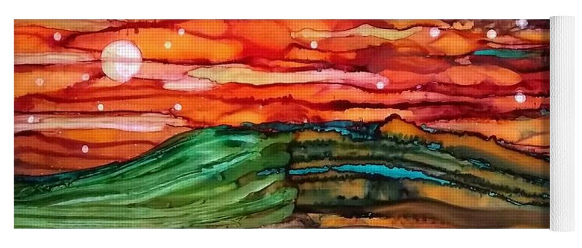 Alcohol Ink Prints Yoga Mat featuring the painting East Meets West by Betsy Carlson Cross