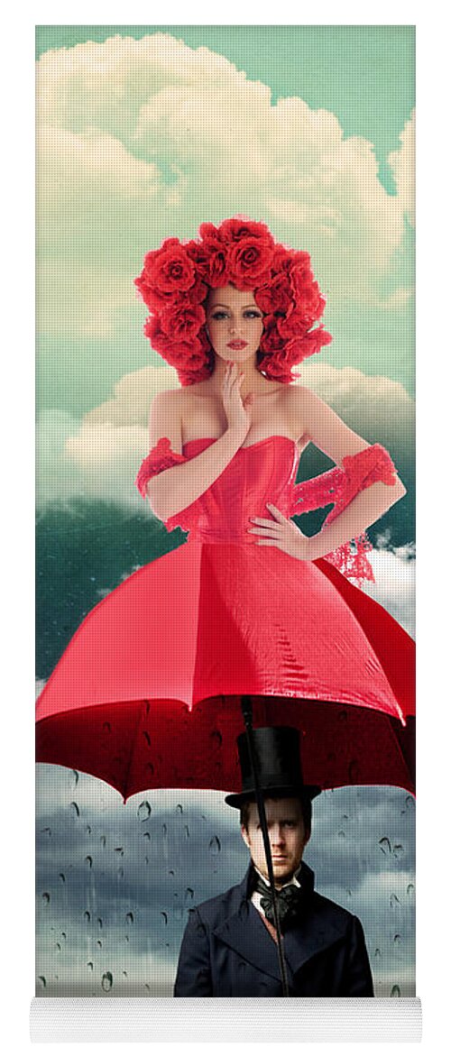Photomanipulation Yoga Mat featuring the photograph Red Umbrella by Juli Scalzi