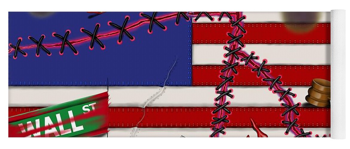 Surrealism Yoga Mat featuring the digital art Red White and Bruised III by Robert Morin
