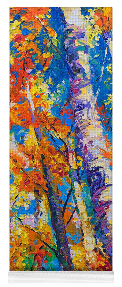 Impresssionist Yoga Mat featuring the painting Redemption - fall birch and aspen by Talya Johnson