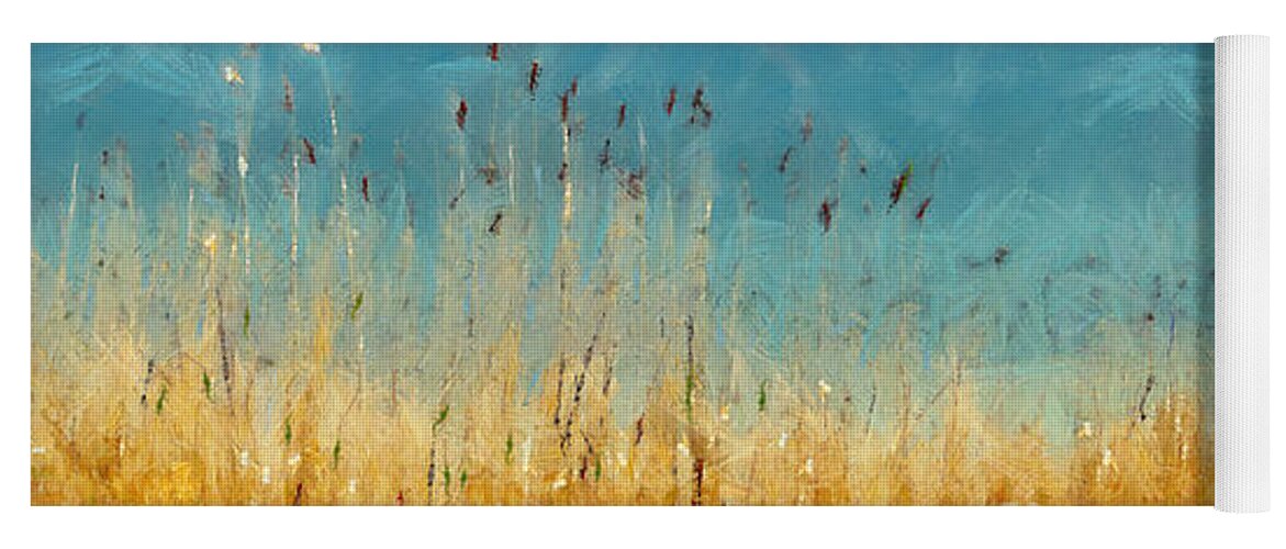 Landscape Yoga Mat featuring the painting Reeds Lake Landscape Painting by Dimitar Hristov