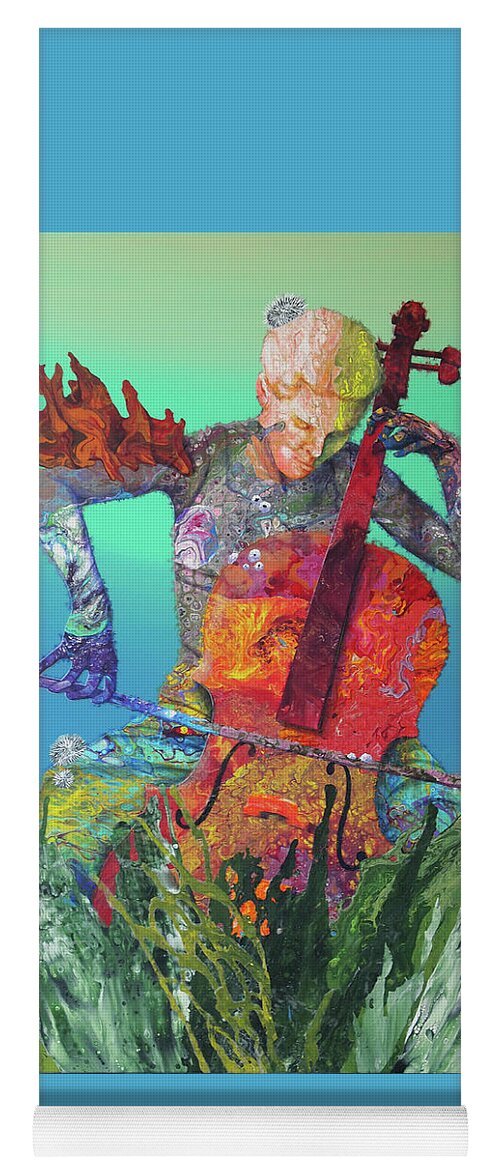 Cellist Yoga Mat featuring the painting Reef Music - Cellist by Marguerite Chadwick-Juner