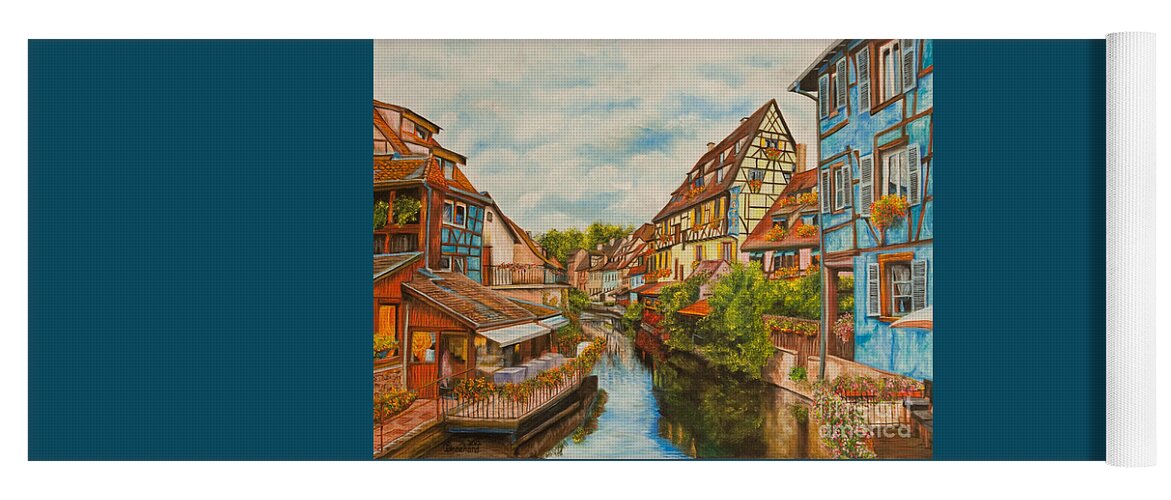 Colmar France Paris Yoga Mat featuring the painting Reflections of Colmar by Charlotte Blanchard