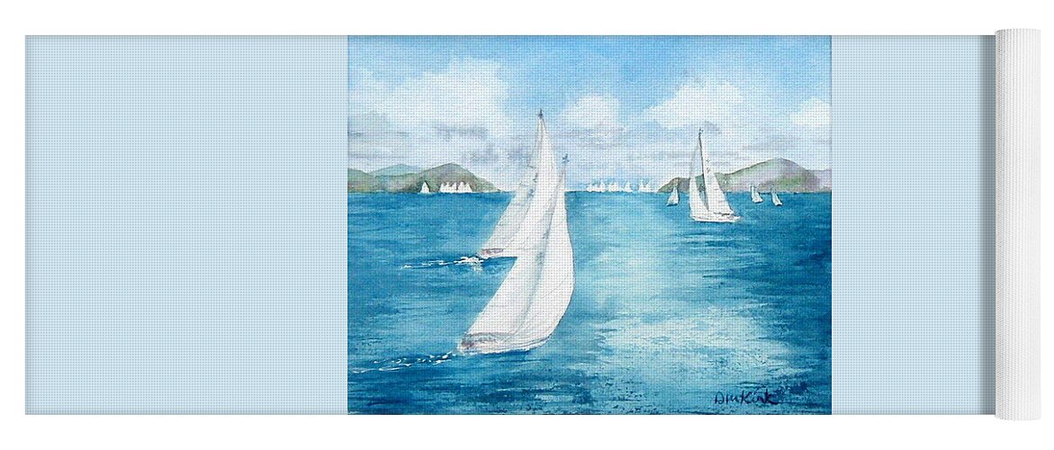  Yachts Yoga Mat featuring the painting Regatta Time by Diane Kirk