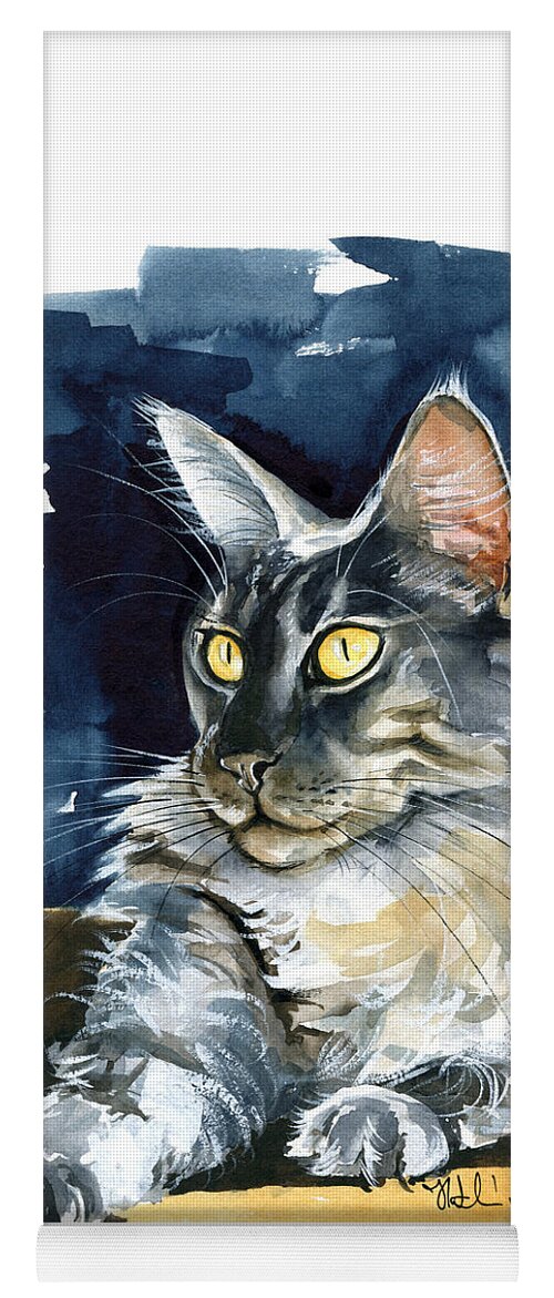 Maine Coon Painting Yoga Mat featuring the painting Regina - Maine Coon Painting by Dora Hathazi Mendes