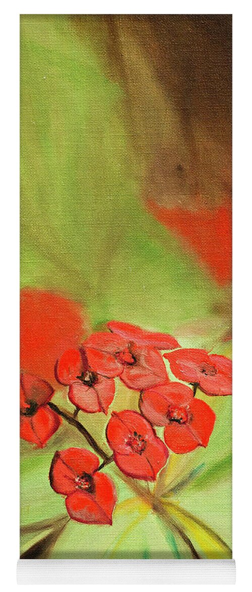 Orignail Oil Painting Yoga Mat featuring the painting Remberance Poppy by Kathy Knopp