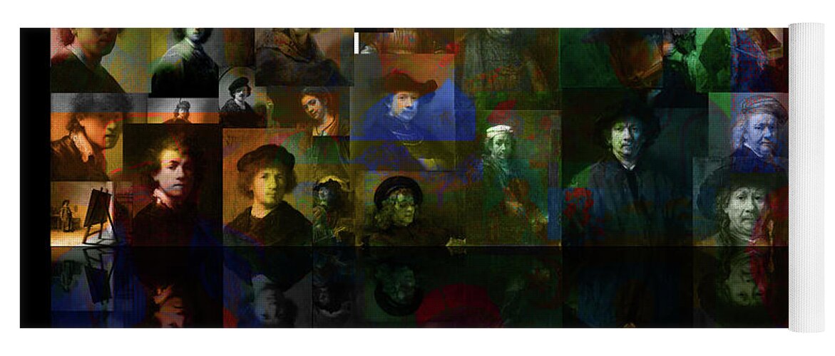 Postmodernism Yoga Mat featuring the digital art Rembrandt and Colors by van Gogh by David Bridburg