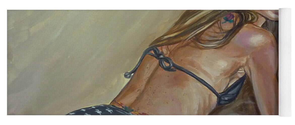 Bikini Yoga Mat featuring the painting Renee by Bryan Bustard