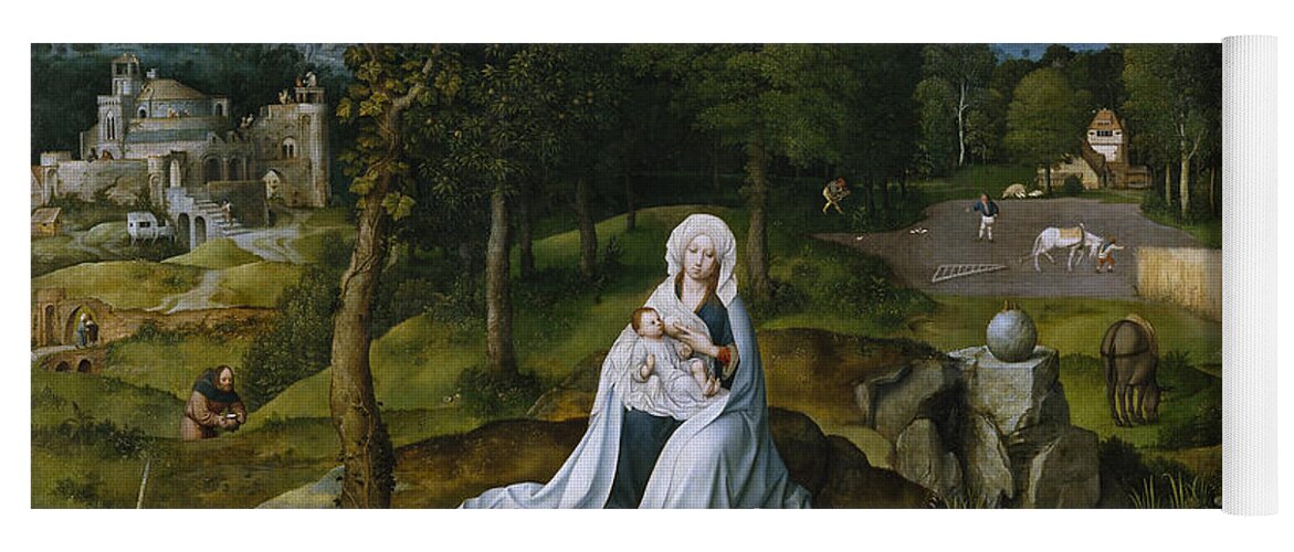 Joachim Patinir Yoga Mat featuring the painting Rest during the Flight to Egypt by Joachim Patinir