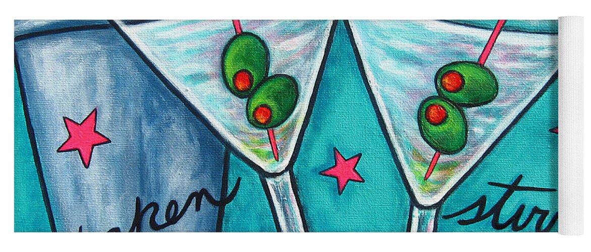 Alcohol Yoga Mat featuring the painting Retro Martini by Lisa Lorenz