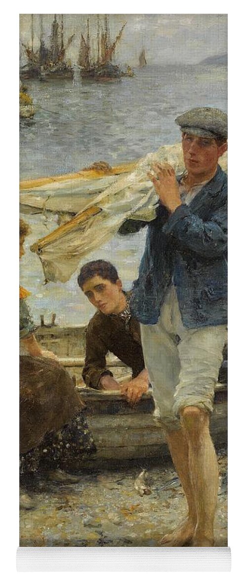 Return From Fishing Yoga Mat featuring the painting Return from Fishing by Henry Scott Tuke