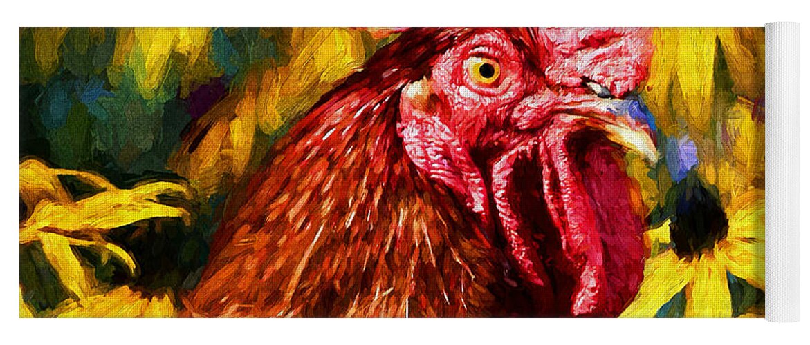 Rooster Yoga Mat featuring the painting Rhode Island Red Rooster by Tina LeCour