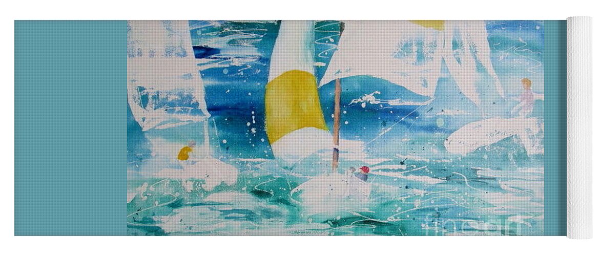 Yachts Yoga Mat featuring the painting Riding The Wind by John Nussbaum