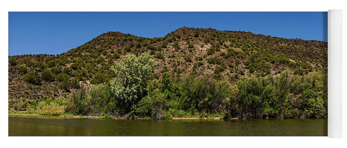 New Mexico Yoga Mat featuring the photograph Rio Grande Panorama Pilar New Mexico by Lawrence S Richardson Jr