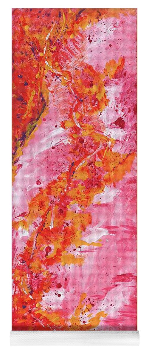 Abstract Yoga Mat featuring the painting Rising Fires by Angela Bushman