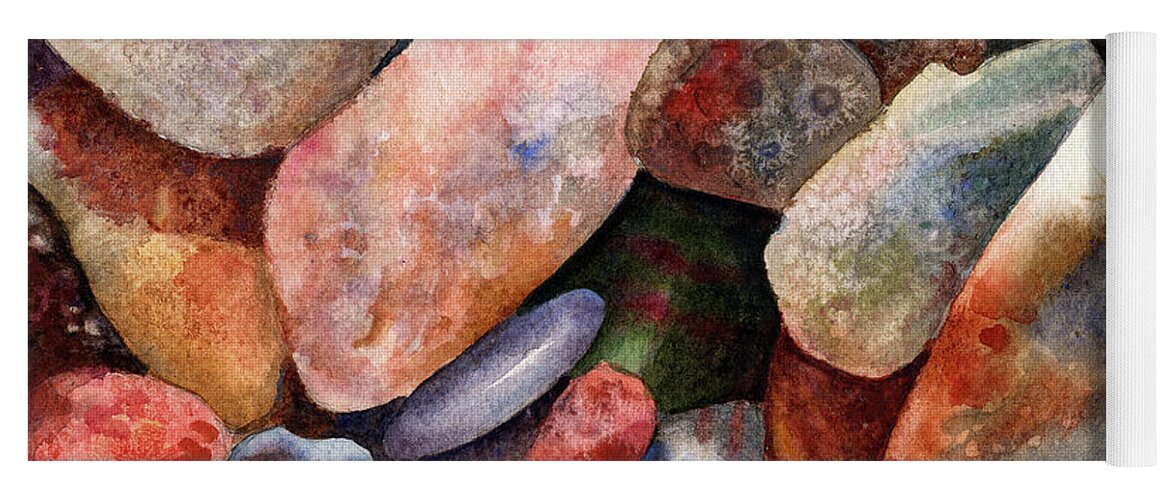 Rock Painting Yoga Mat featuring the painting River Rocks by Anne Gifford