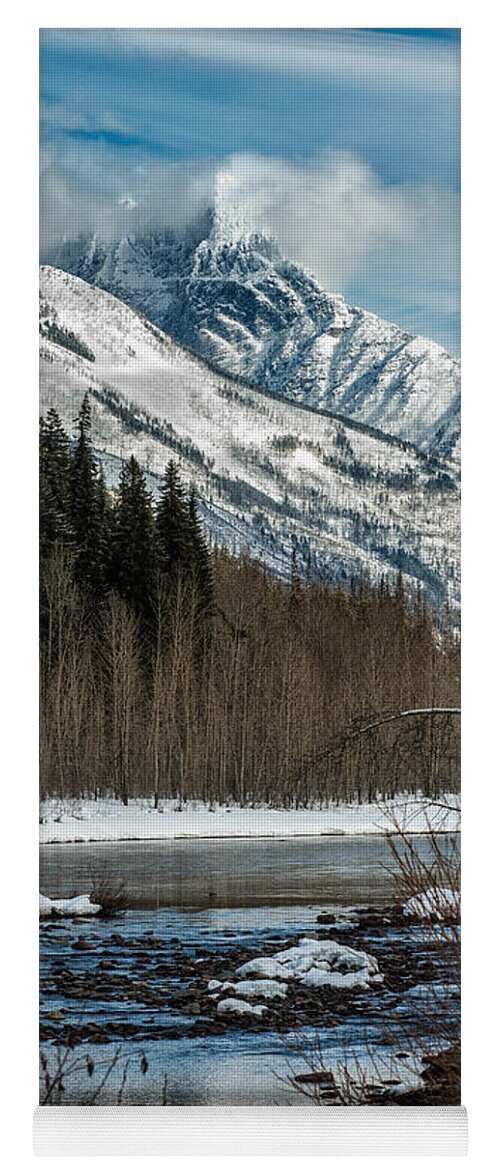 Mountains Yoga Mat featuring the photograph River to Peaks Glacier National park by Greg Wyatt