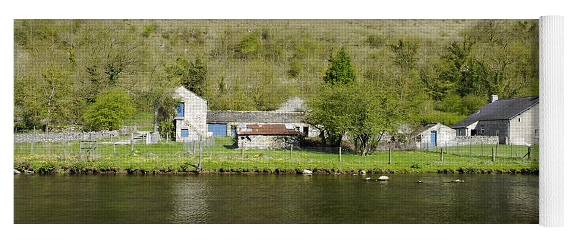 Water Yoga Mat featuring the photograph Riverside Setting at Monsal Dale by Rod Johnson