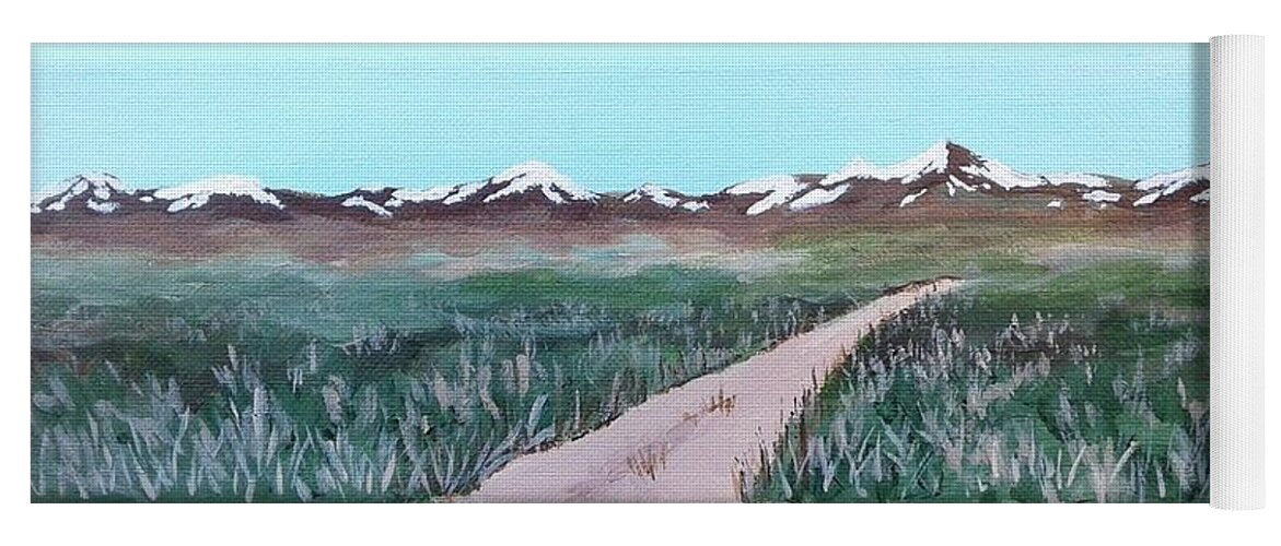 Manzanar Yoga Mat featuring the painting Road From Manzanar by Katherine Young-Beck
