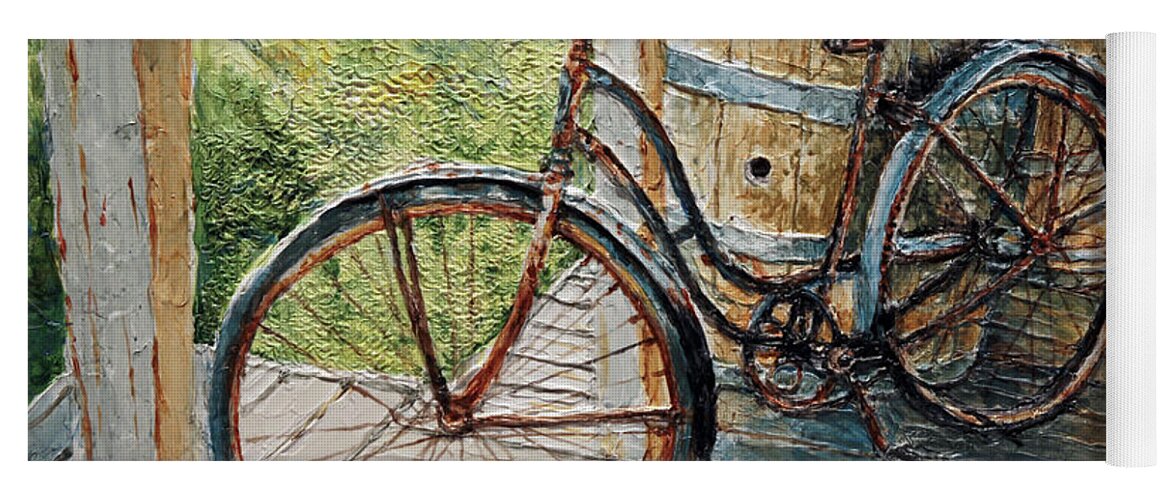 Vintage Yoga Mat featuring the painting Roadmaster Bicycle 2 by Joey Agbayani
