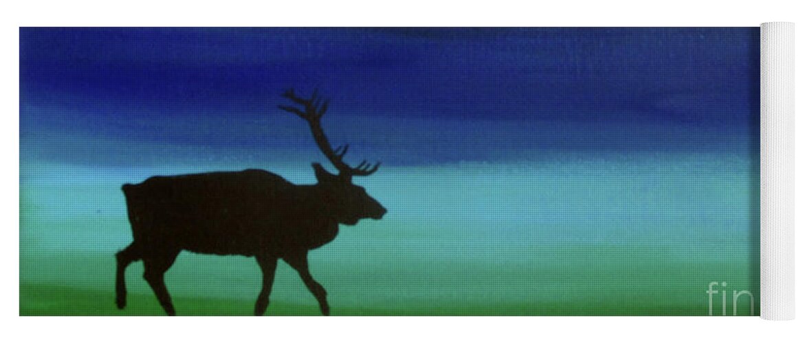 Elk Yoga Mat featuring the painting Roaming Elk by Sara Becker