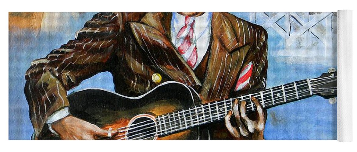 Robert Johnson Yoga Mat featuring the painting Robert Johnson Mississippi Delta Blues by Karl Wagner