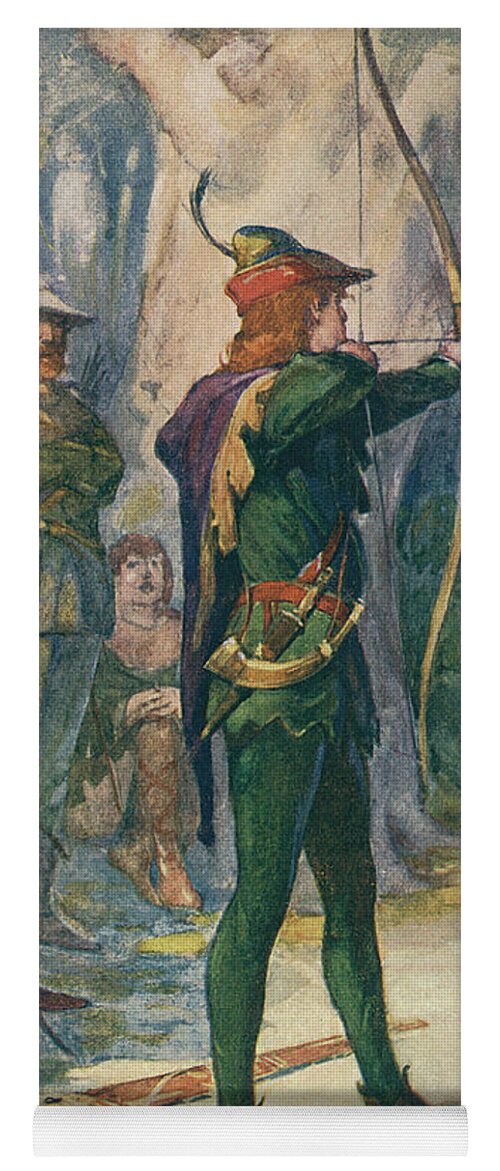 Robin Yoga Mat featuring the painting Robin Hood by Robert Hope