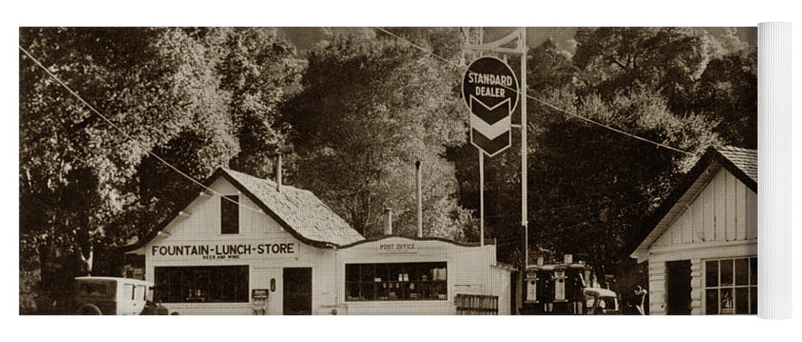 Rosie's Cracker Yoga Mat featuring the photograph Robles Del Rio store, Rosie's Cracker Barrel store, Carmel Valley 1933 by Monterey County Historical Society