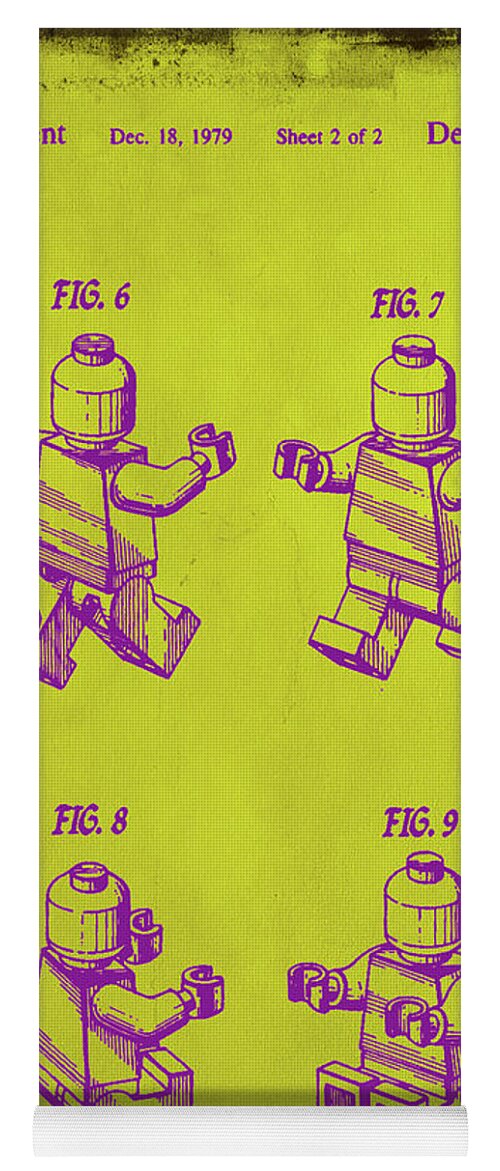 Patent Yoga Mat featuring the mixed media Robot Patent by Brian Reaves
