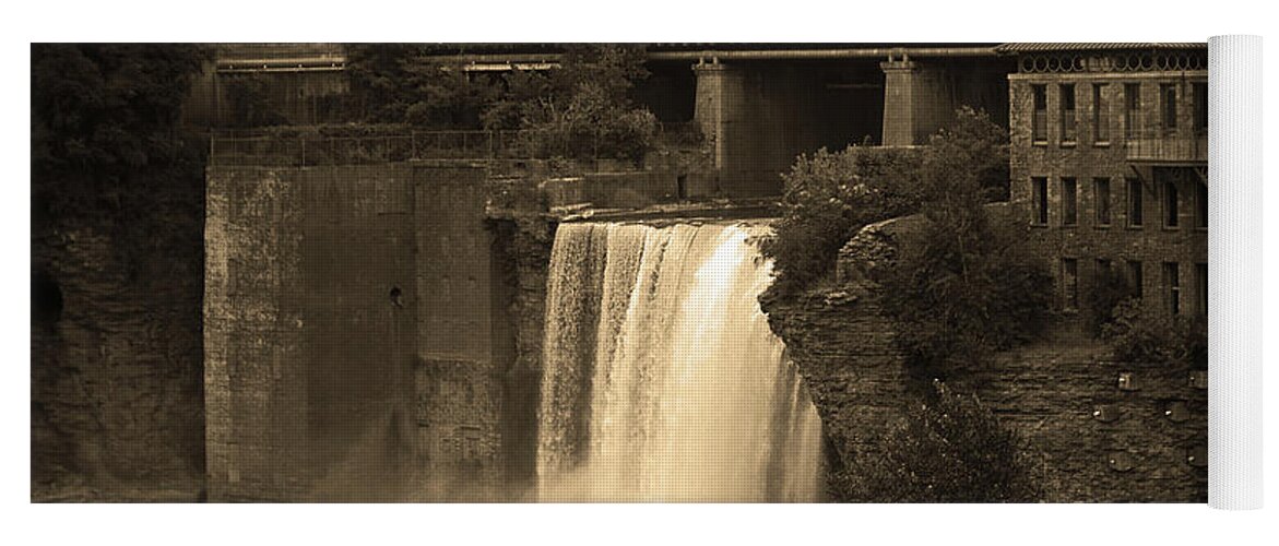 America Yoga Mat featuring the photograph Rochester, New York - High Falls 2 Sepia by Frank Romeo