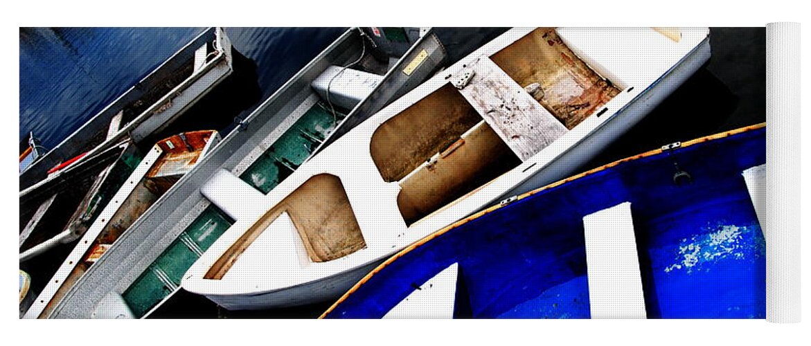 Rockport Yoga Mat featuring the photograph Rockport - Boat Collection by Jacqueline M Lewis