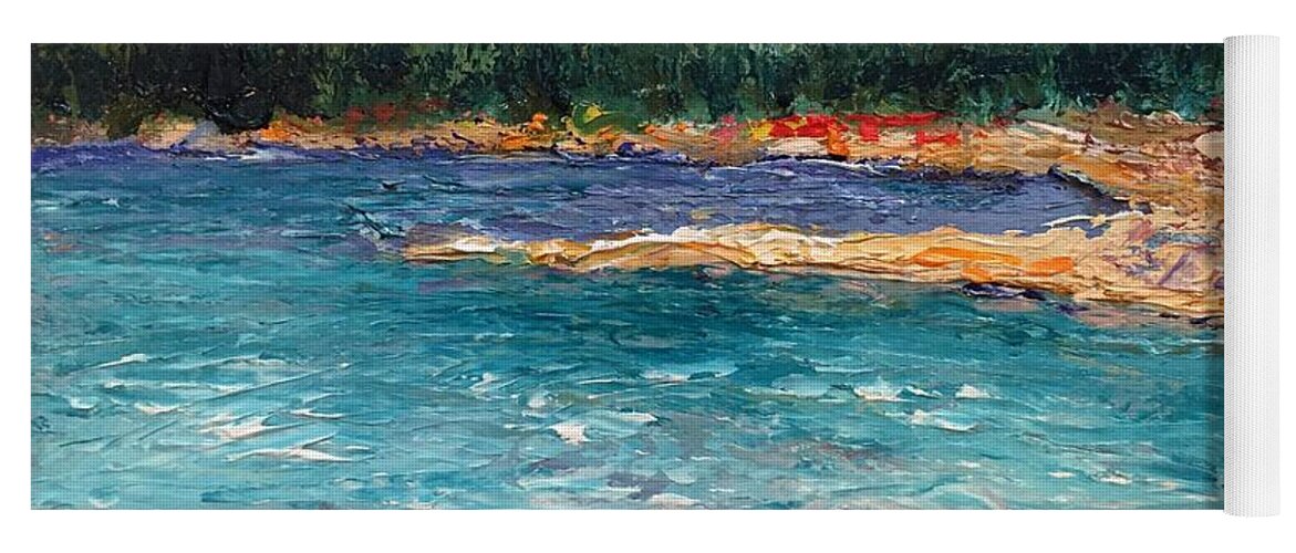 Bass Lake Yoga Mat featuring the painting Rocky Point Breeze at Bass Lake by Shannon Grissom