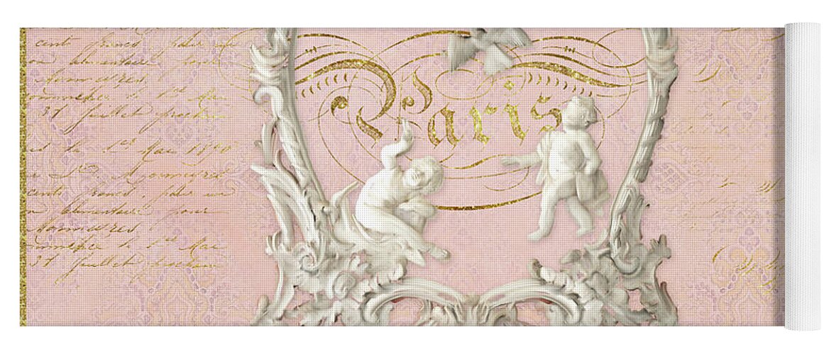 Baroque Yoga Mat featuring the painting Rococo Versailles Palace 1 Baroque Plaster Vintage by Audrey Jeanne Roberts