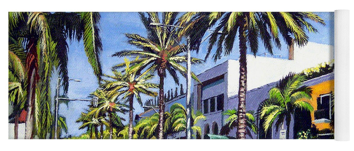 Rodeo Drive Yoga Mat featuring the painting Rodeo Drive - Beverly Hills, California by Christine Hopkins