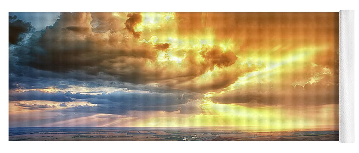 Sunny Hill Yoga Mat featuring the photograph Rolling Rain of Summer Sunset by John Williams