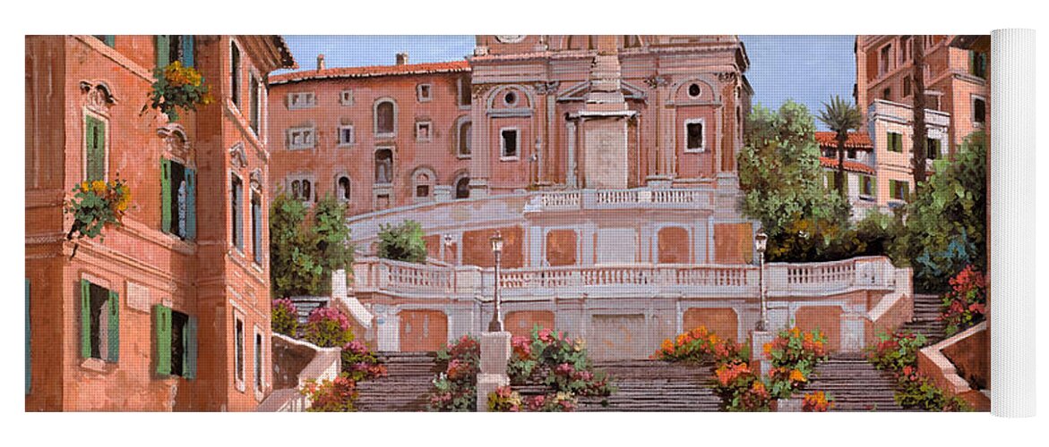 #faatoppicks Yoga Mat featuring the painting Rome-Piazza di Spagna by Guido Borelli
