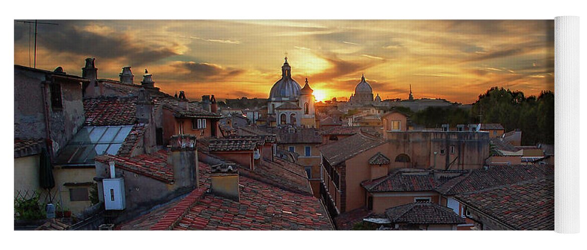 Sunset In Rome Yoga Mat featuring the photograph Rome Sunset by Maria Rabinky