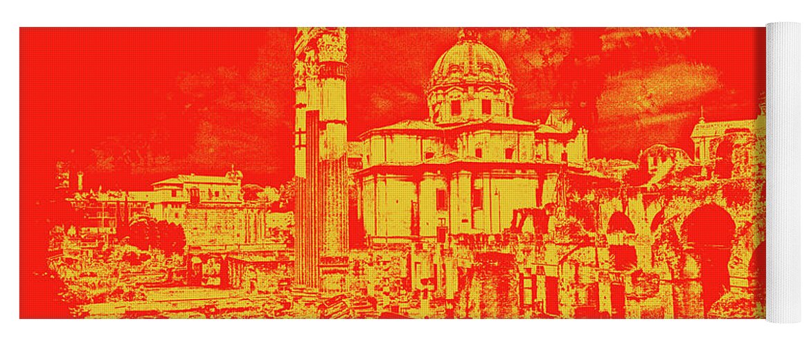 Rome Yoga Mat featuring the painting Rome, The Imperial Forums by AM FineArtPrints