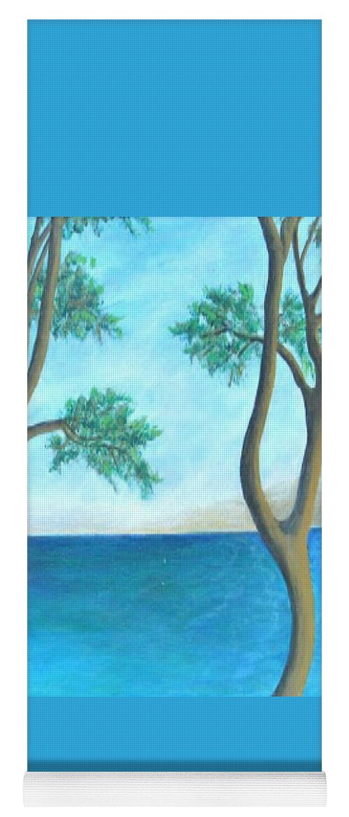 #acrylicpaintings #landscapepaintings #originalartforsale #artwithwaterandtrees #coolart #fineartamerica.com #originalpaintings Yoga Mat featuring the painting Room with a View by Cynthia Silverman