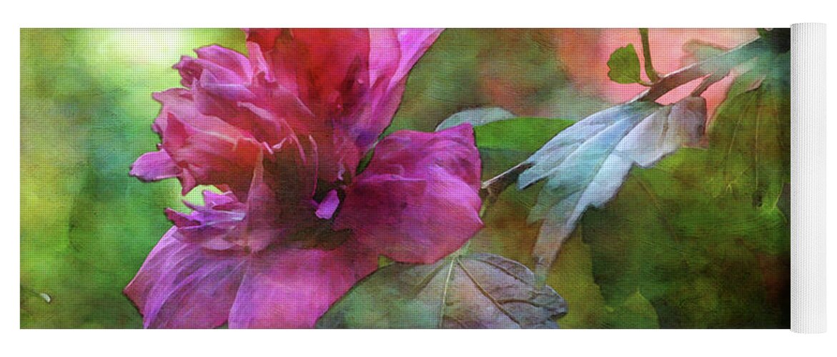 Impressionist Yoga Mat featuring the photograph Rose of Sharon On The Branch 4066 IDP_2 by Steven Ward
