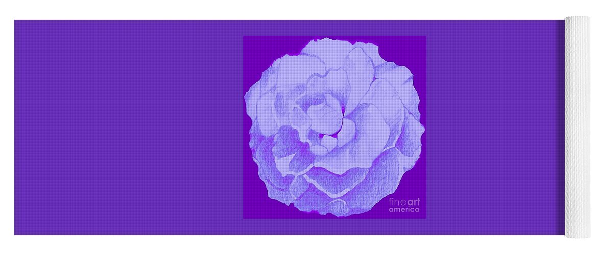 Rose Yoga Mat featuring the digital art Rose On Purple by Helena Tiainen
