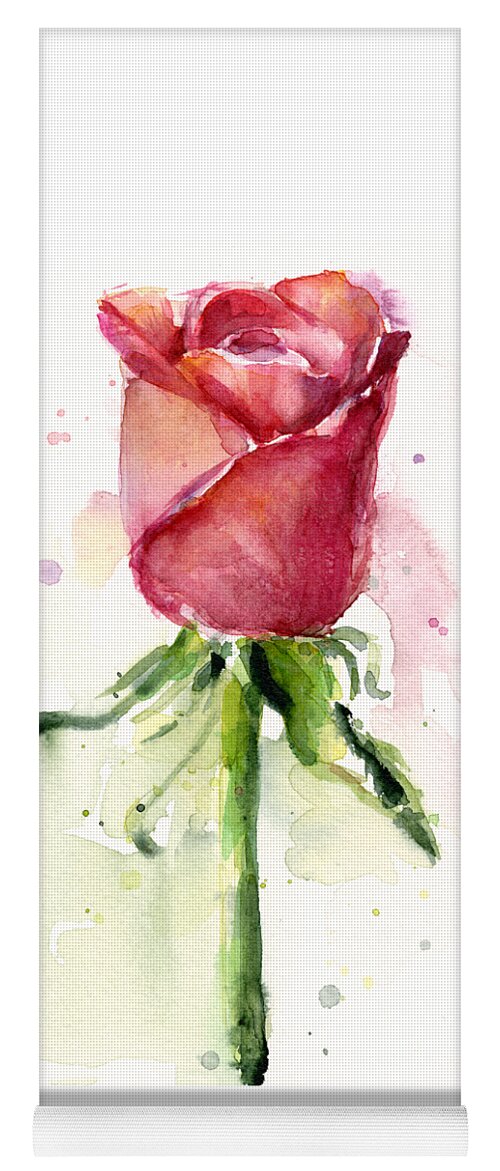 Rose Yoga Mat featuring the painting Rose Watercolor by Olga Shvartsur