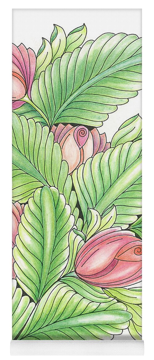 Plume Yoga Mat featuring the drawing Roses by Alexandra Louie