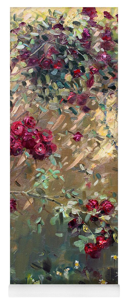 Roses Yoga Mat featuring the painting Roses are Red by Ylli Haruni