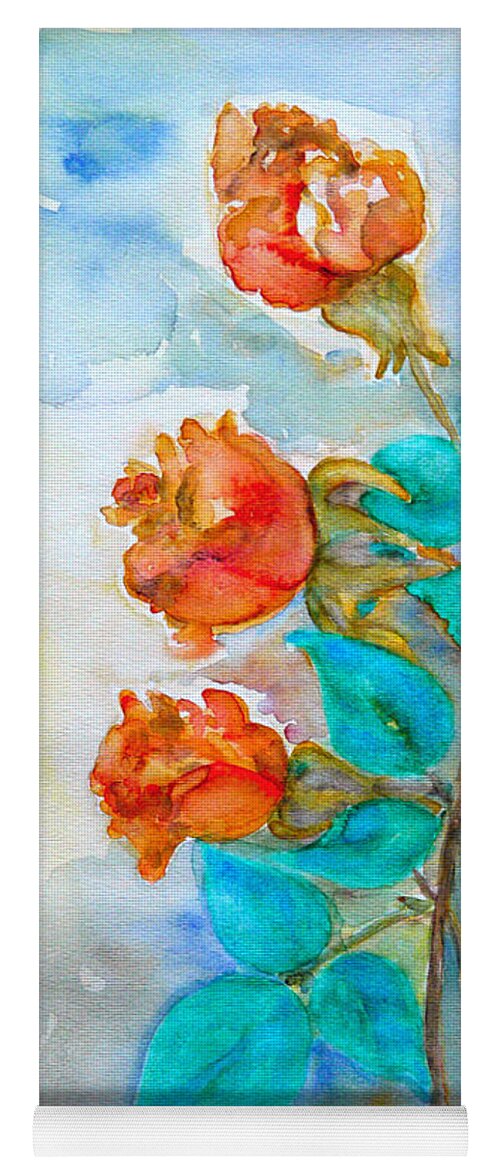 Roses Yoga Mat featuring the painting Roses Buds by Jasna Dragun